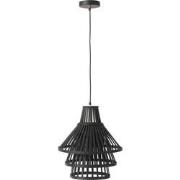 J-Line - Hanglamp Lagen Bamboo Zwart Medium - 30x30x160cm