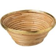 J-Line - Mandje Goud Boord Rotan Naturel - 28.5x28.5x12.5cm