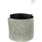 J-Line - Opbergmand Rond Laag Leder Groen - 25.5x25.5x35cm