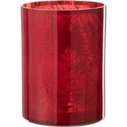 J-Line - Windlicht Bloemen Glas Rood Extra Large - 18x18x24cm