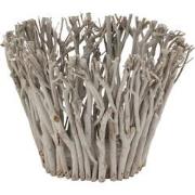 J-Line - Windlicht Takken Met Glas Hout Grijs Large - 38x38x30cm