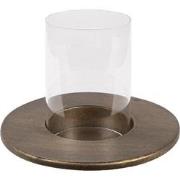 Clayre & Eef Lantaarn  Ø 18x13 cm Koperkleurig Ijzer Glas Rond Kaarsen...