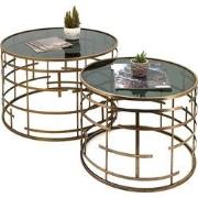Clayre & Eef Bijzettafel Set van 2  Ø 75 / Ø 60 cm Goudkleurig Metaal ...