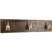 Clayre & Eef Wandkapstok  44x8x10 cm Bruin Hout Ijzer Rechthoek