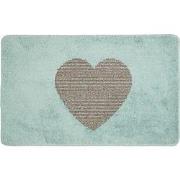 Clayre & Eef Badmat 78x48x1 cm Blauw Polyester Rechthoek Hart