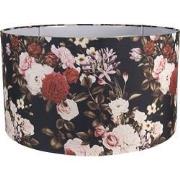 Clayre & Eef Lampenkap Hanglamp  Ø 53x30 cm Zwart Textiel Rond Bloemen...