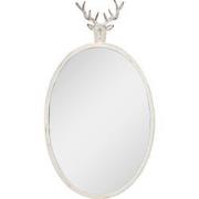 Clayre & Eef Spiegel 50x10x89 cm Wit Metaal Glas Ovaal Hert Wandspiege...