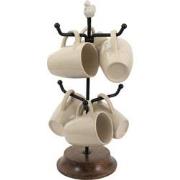 Clayre & Eef Mokkenrek met mokken Kip Ø 14x39 cm Beige Keramiek Mokken...