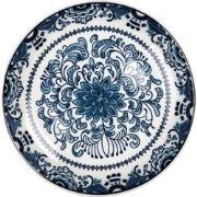 Clayre & Eef Ontbijtbord Ø 21x3 cm Wit Blauw Keramiek
