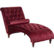 Beliani MURET - Chaise longue-Rood-Fluweel