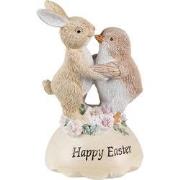 Clayre & Eef Beeld Dieren 13 cm Beige Bruin Polyresin Happy Easter Woo...