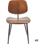 Set van 6 stoelen met walnootafwerking - Olympia