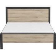 Tweepersoonsbed met eiken en zwart decor - 140x190 cm - Colorado.