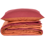 Dekbedovertrek Percal Katoen Oranje/ Rood 260x220cm + 2/60x70cm