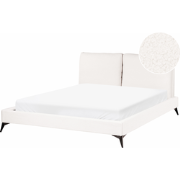 Beliani MELLE - Tweepersoonsbed-Wit-Bouclé