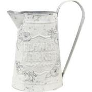 Clayre & Eef Decoratie Gieter  16x12x22 cm Grijs Wit Metaal Bloemen Fl...