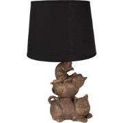 Clayre & Eef Tafellamp Katten Ø 25x43 cm Goudkleurig Zwart Kunststof B...