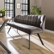 Velvet Eetkamerbank Romy Antraciet 200 cm Geblokt