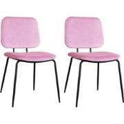 Set van 2 Eetkamerstoelen Jerry Velvet Roze - Zonder Armleuningen