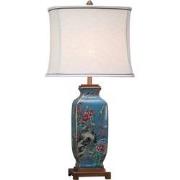 Fine Asianliving Oosterse Tafellamp Porselein Blauw Handgeschilderd