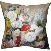 Clayre & Eef Kussenhoes  45x45 cm Beige Wit Polyester Vierkant Bloemen...