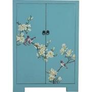 Fine Asianliving Chinese Kast Blauw Handgeschilderd Bloesems