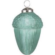 Clayre & Eef Kerstbal Eikel Ø 7 cm Groen Glas Metaal Kerstdecoratie