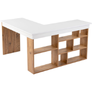 Hoekbureau met opbergruimte, wit en Atlantisch den decor L130 cm - VES...