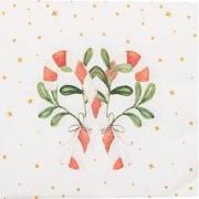 Clayre & Eef Servetten Papier Set van 20  33x33 cm (20) Wit Rood Papie...