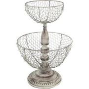 Clayre & Eef Etagère 2 laags  Ø 30x44 cm Beige Ijzer Rond Fruitschaal
