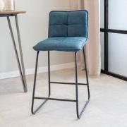 Industriële Barkruk Blauw Jelle Microvezel Stof - Zithoogte 65 cm - Zo...