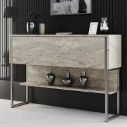 Modern Dressoir Travertijn Luxe 120x80x30 - Zilver Frame