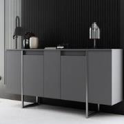 Modern Dressoir Antraciet Luxe 120x80x30 - Zilver Frame