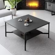 Vierkante Salontafel Antraciet Black Line 80x80 - Zwart Frame