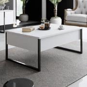 Rechthoekige Salontafel Wit Luxe 90x60 - Zwart Frame