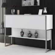 Modern Dressoir Wit Luxe 120x80x30 - Zilver Frame