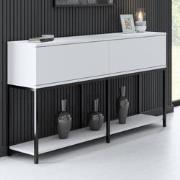 Modern Dressoir Wit Lord  150x30x80 - Zwart Frame - Twee Vakken