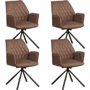 Set van 4 Draaibare Eetkamerstoelen Novan Industrieel Taupe Stof – 180...