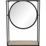 Clayre & Eef Spiegel  36x50 cm Zwart Ijzer Hout Rechthoek Grote Spiege...