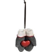 Clayre & Eef Kersthanger Wanten 8x5x9 cm Grijs Polyresin Kerstboomvers...