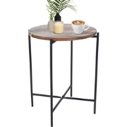 MISOU Bijzettafel - Salontafel - Metaal met Acacia Hout - 40X48CM - Bi...