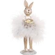 Clayre & Eef Decoratie Beeld Konijn 17 cm Beige Kunststof