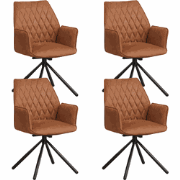 Set van 4 Draaibare Eetkamerstoelen Novan Industrieel Cognac Stof – 18...