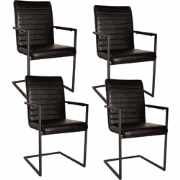 Set van 4 Eetkamerstoelen Bras Industrieel Zwart - Met Armleuningen
