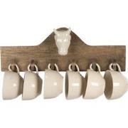 Clayre & Eef Mokkenrek Set van 6  48x9x17 cm Bruin Hout Rechthoek Koe ...