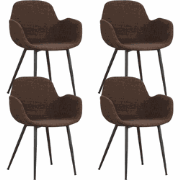 Set van 4 Eetkamerstoelen met kuipvormige zitting Mick bruin