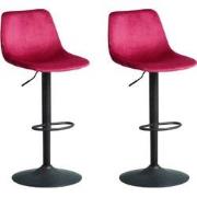 Set van 2 Draaibare Barkrukken Nora Bordeaux Velvet Stof - Verstelbaar...