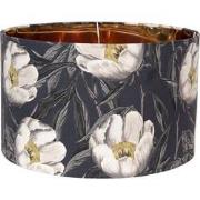 Clayre & Eef Lampenkap Hanglamp  Ø 45x28 cm Zwart Wit Textiel Rond Blo...