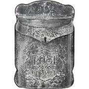 Clayre & Eef Brievenbus  26x8x39 cm Grijs Wit Metaal Bloemen Post cour...