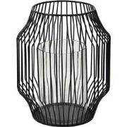 Clayre & Eef Windlicht  Ø 23x28 cm Zwart Ijzer Glas Kaarsenhouder